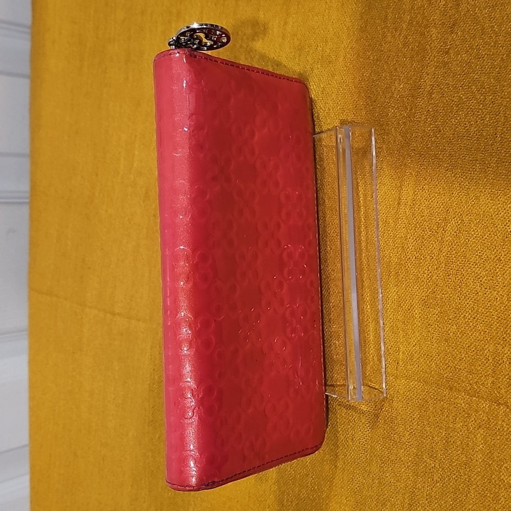 Coach Long Zip Around Wallet In Salmon Pink Patent Leather GUC - Picture 9 of 13